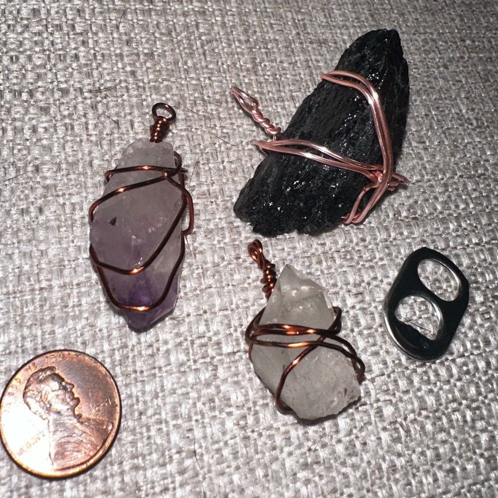 Handcrafted Wire-Wrapped Stone Pendant Set
